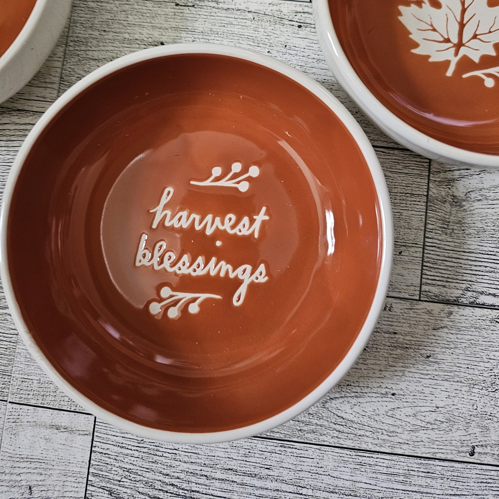 Rae Dunn Autumn Leaf Bowls - Orange and White 3 Piece Set-New! - Picture 3 of 6